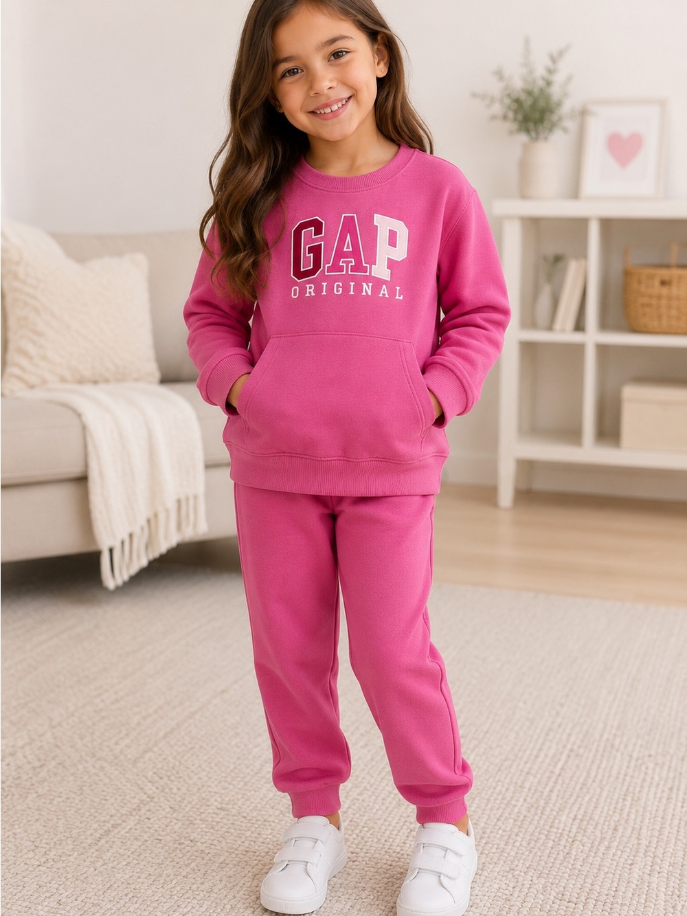 GAP Kids Bright Pink Logo Crewneck Set